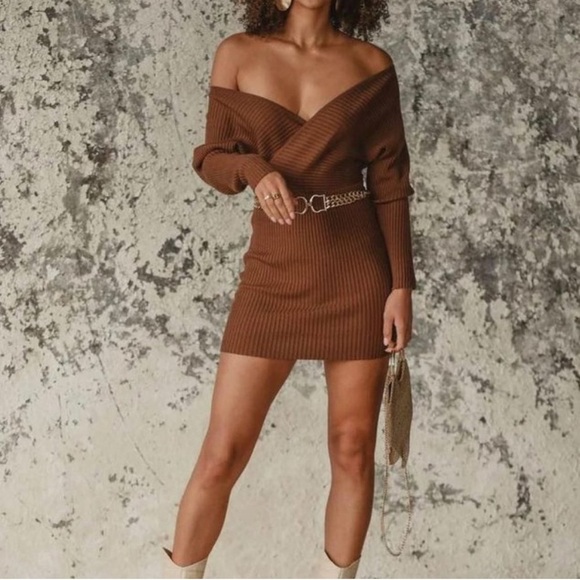 12th Tribe Bleecker Mini Sweater Dress in Rust Brown. Size Small NWT! - Picture 2 of 15